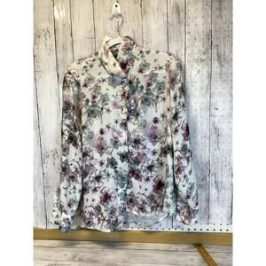 H&M Floral Print Ruffled Bow Blouse Top